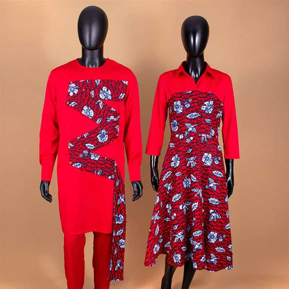 Couples African Clothes Women Dresses with Men suits CC006-1