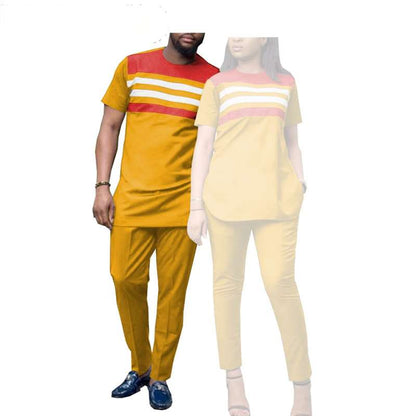 Couples Casual Women Wax Shirt and Pants Sets Men Outfit CC028-1