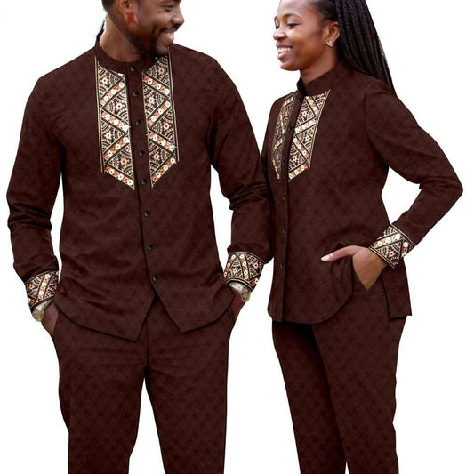 Women and Men Jacquard Top and Pants Sets CC074-1