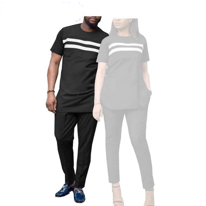 Couples Casual Women Wax Shirt and Pants Sets Men Outfit CC028-2