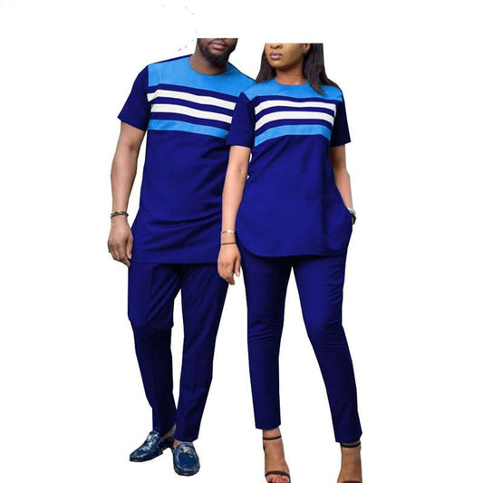 Couples Casual Women Wax Shirt and Pants Sets Match Men Outfits