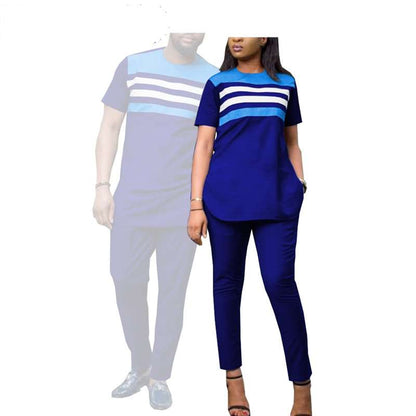 Couples Casual Women Wax Shirt and Pants Sets Match Men Outfits