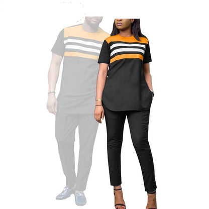 Couples Casual Women Wax Shirt and Pants Sets Men Outfit CC028-2