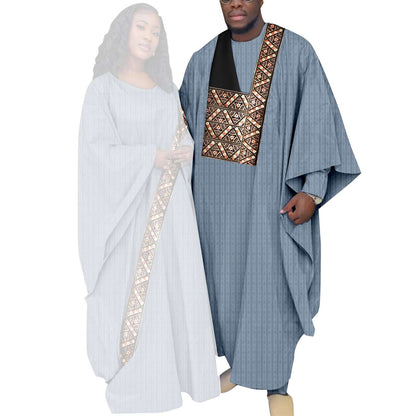 Kaftan Asoebi Muslim Women Long Dresses Robe Match Men sets CC081-2