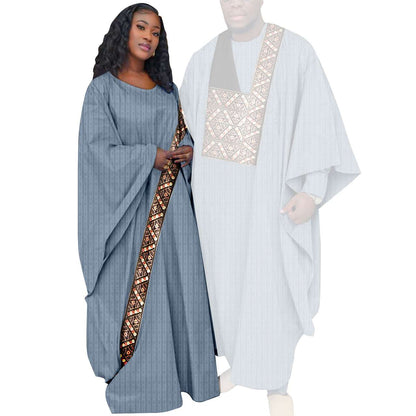 Kaftan Asoebi Muslim Women Long Dresses Robe Match Men sets CC081-2