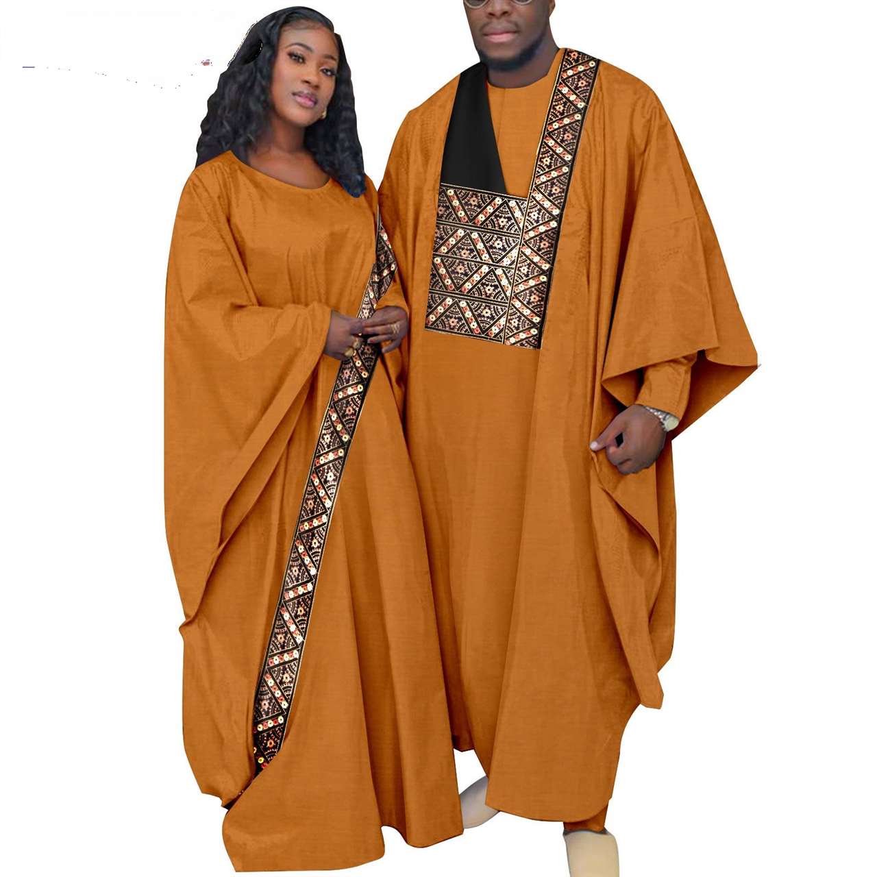 Kaftan Asoebi Muslim Women Long Dresses Robe Match Men sets CC081-2