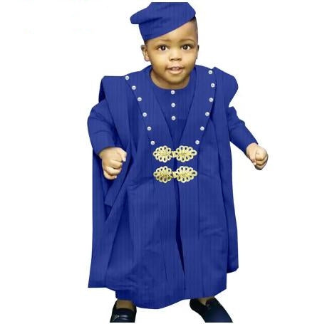 Muslim Jacquard Outfit | Tee Pant Robes and Cap Suits for kids