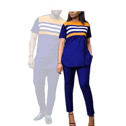 Couples Casual Women Wax Shirt and Pants Sets Match Men Outfits