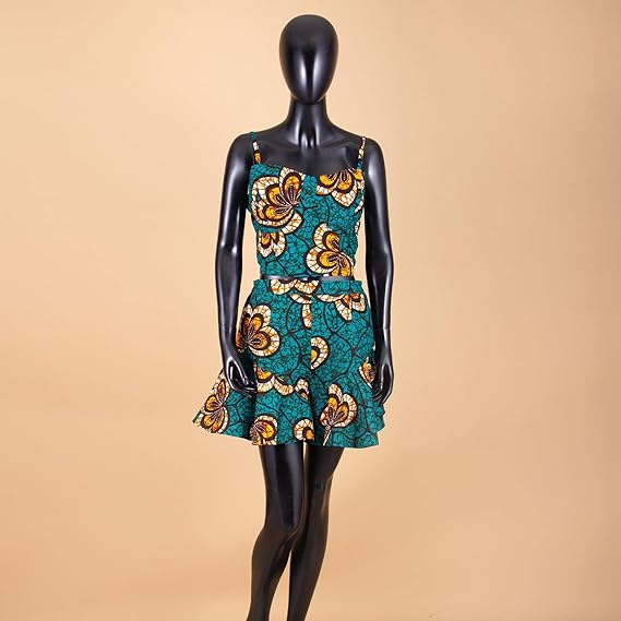 African Clothes Crop Tops and Mini Skirts Print Outfits