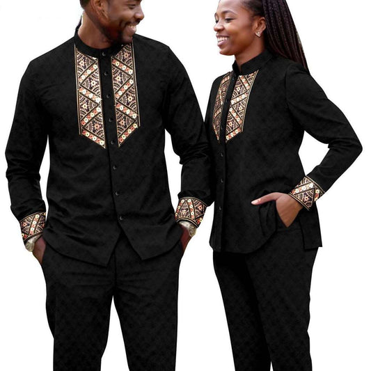 Women and Men Jacquard Top and Pants Sets