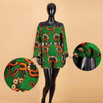 African Clothes Sexy Crop Top and Shorts  Ankara Print Outfits