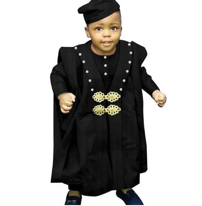 Muslim Jacquard Outfit | Tee Pant Robes and Cap Suits for kids