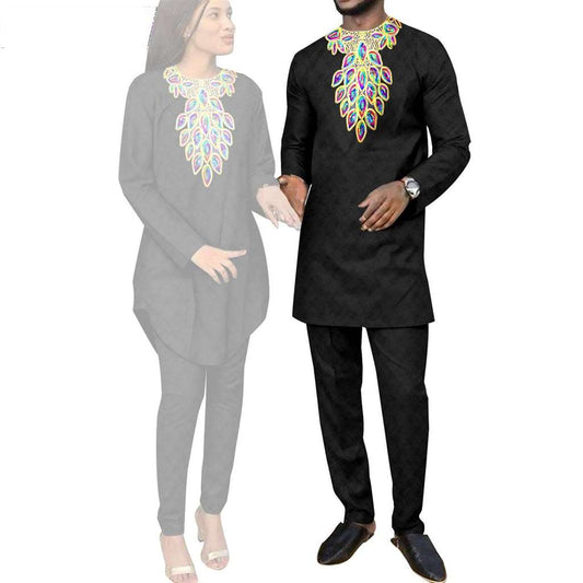 Couples African for Men Jacquard Sets Women Outfit CC010-1