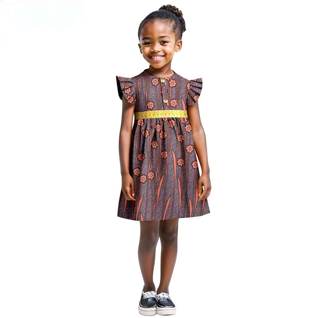 Print Dresses for Girl Summer Sleeve Dress Ankara Outfits