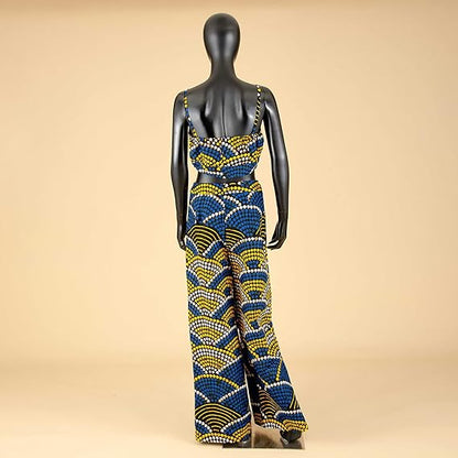 African Clothes Women Sleeveless Crop Top and Ankara Pant