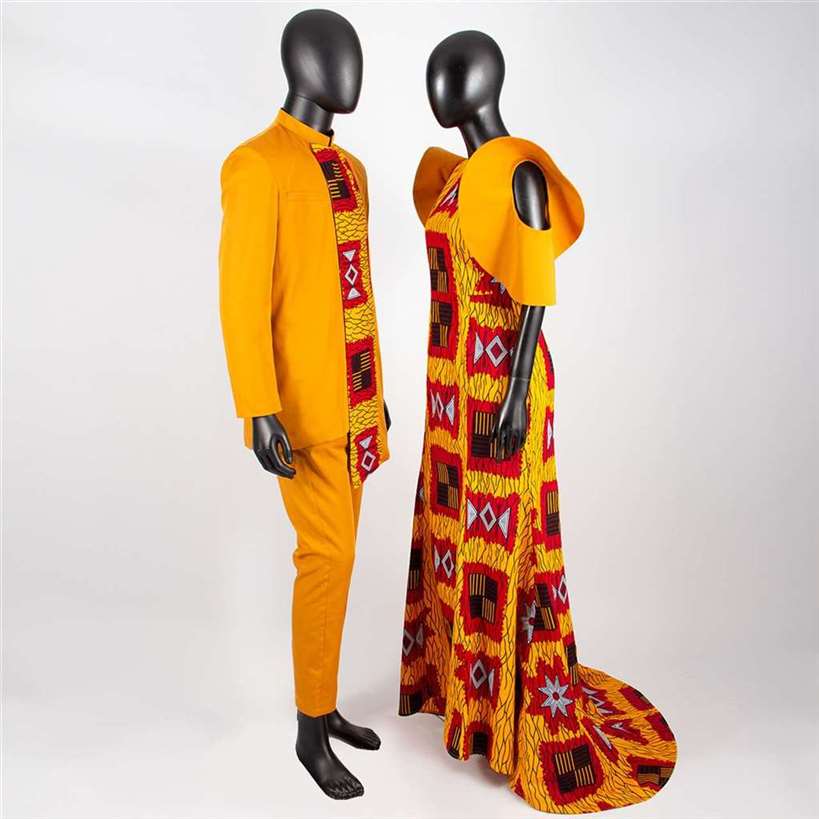 Couple Clothes Print Long Dresses Women Match Men sets CC024-3