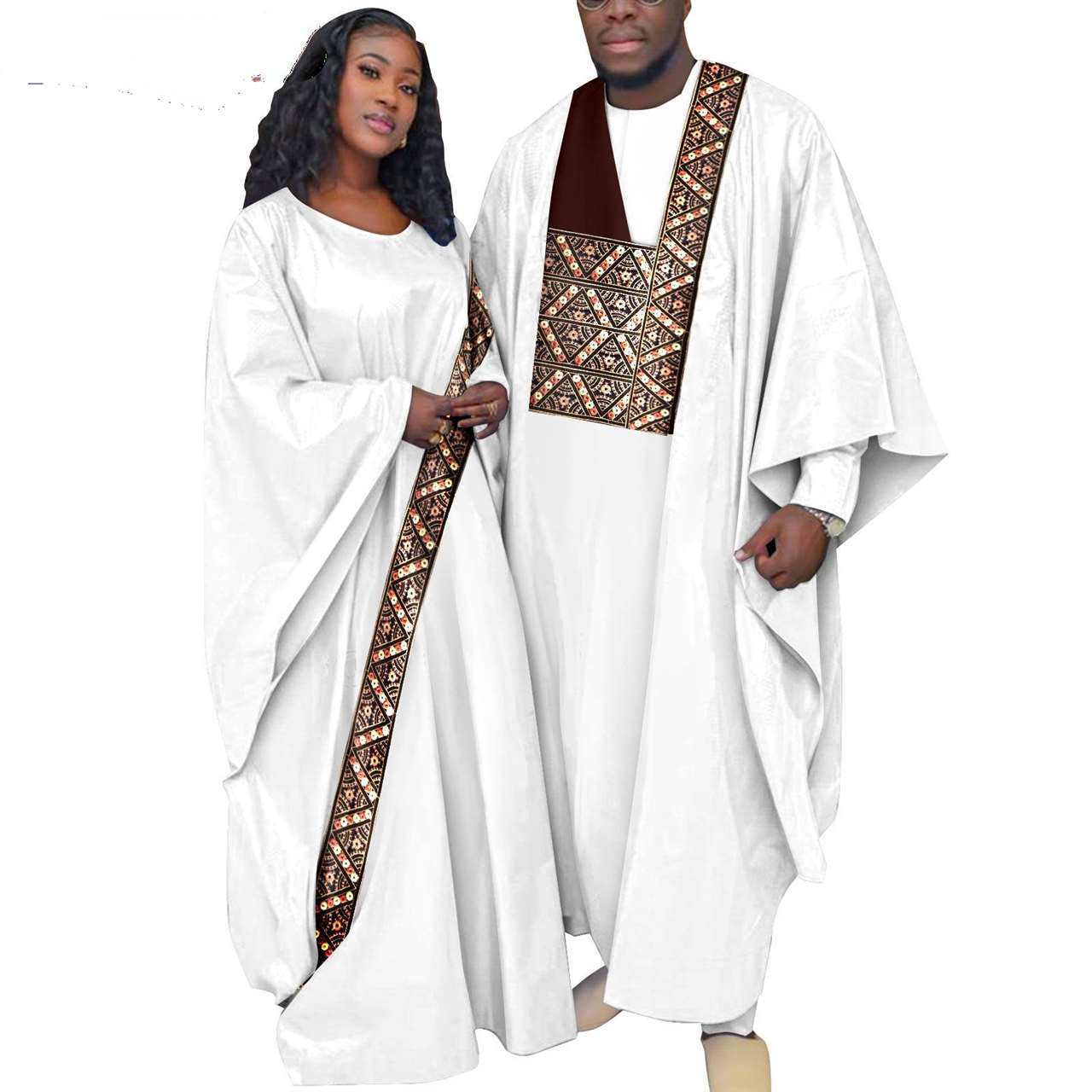 Kaftan Asoebi Muslim Women Long Dresses Robe Match Men sets