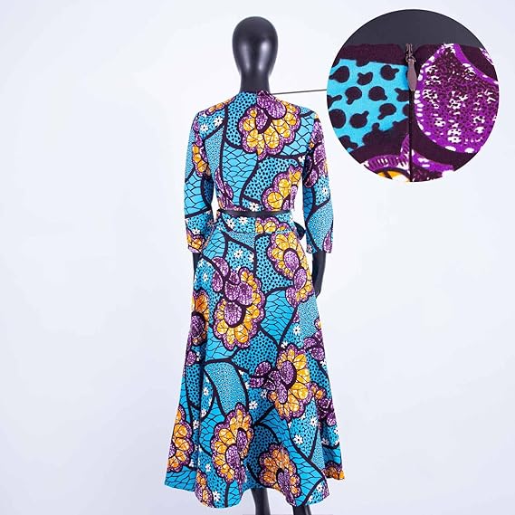 Women African Clothes Print Crop Top and Long Skirts Attire FMS008-1