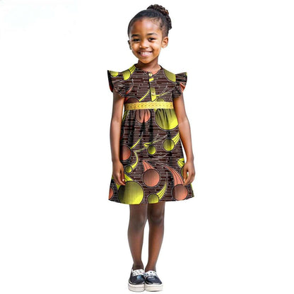 Print Dresses for Girl Summer Sleeve Dress Ankara Outfits