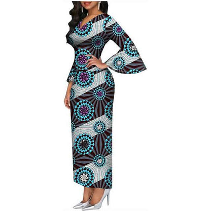 Women African Dresses Print High Waist Bodycon Party Wedding