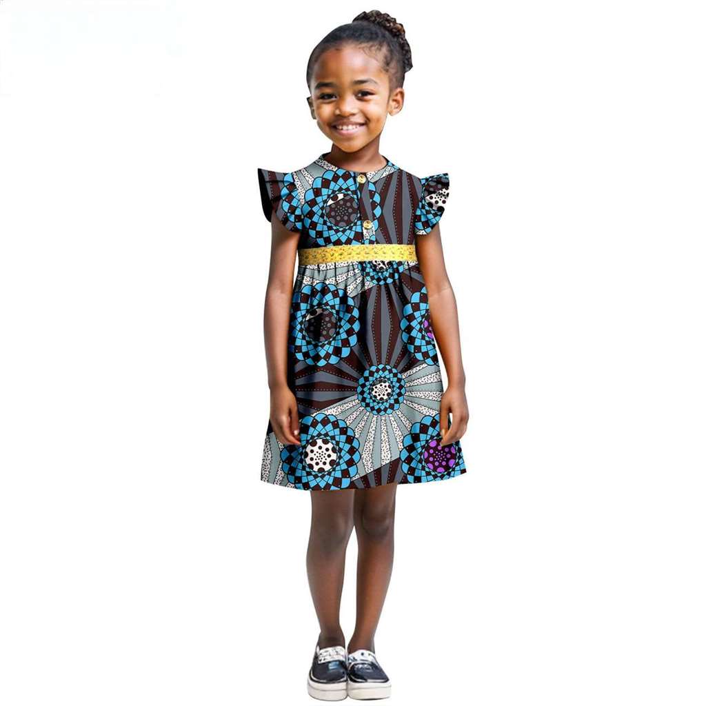 Print Dresses for Girl Summer Sleeve Dress Ankara Outfits