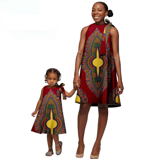 African Print Dresses for Women Match Girls Clothes