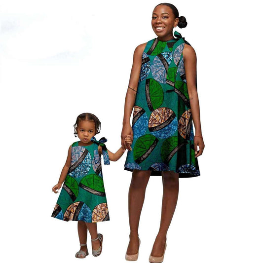 African Print Dresses for Women Match Girls Clothes FM024-1