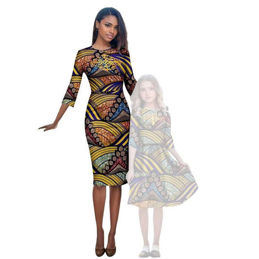 African Print Dresses for Women and Girls Outfits FM019-1