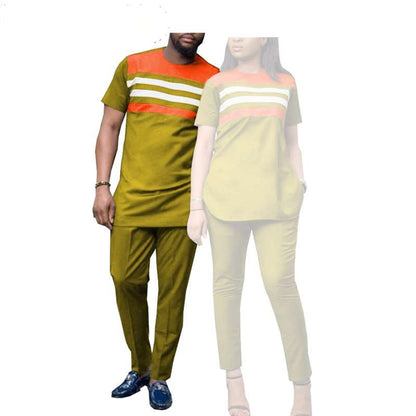 Couples Casual Women Wax Shirt and Pants Sets Match Men Outfits