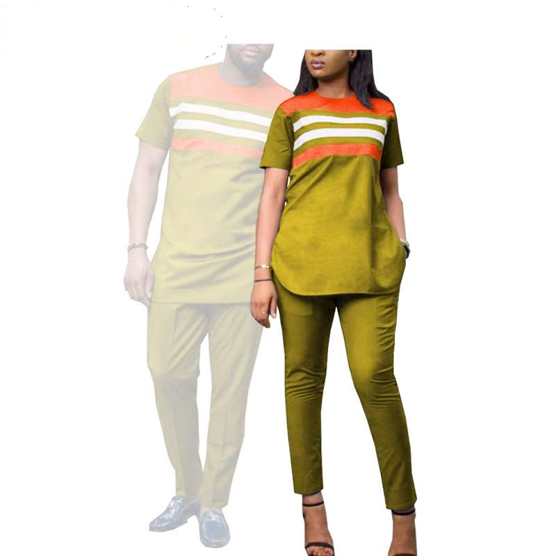 Couples Casual Women Wax Shirt and Pants Sets Match Men Outfits