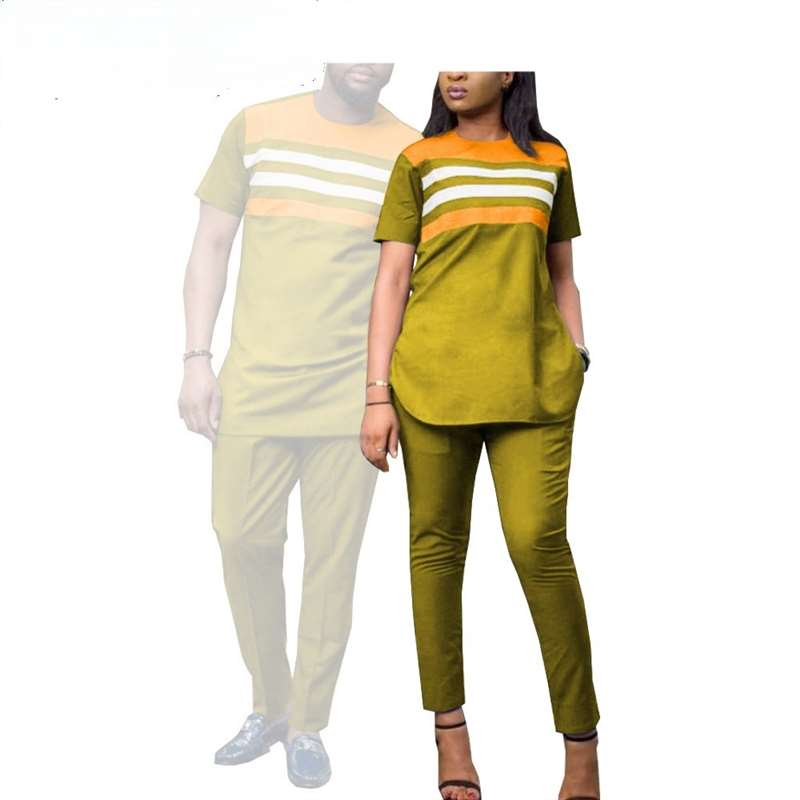 Couples Casual Women Wax Shirt and Pants Sets Match Men Outfits