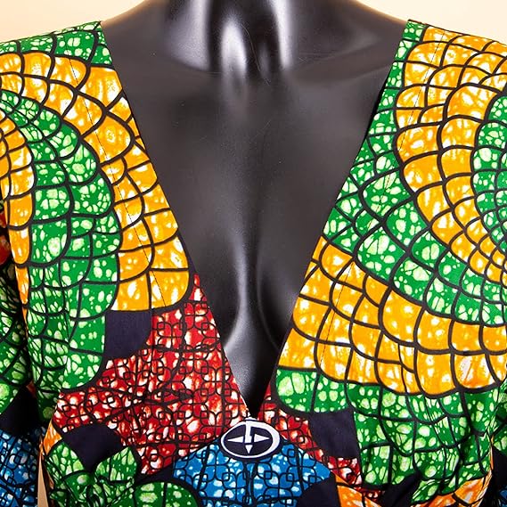 Women African Dresses V-Neck Maxi Dress Ankara Print Party Attire