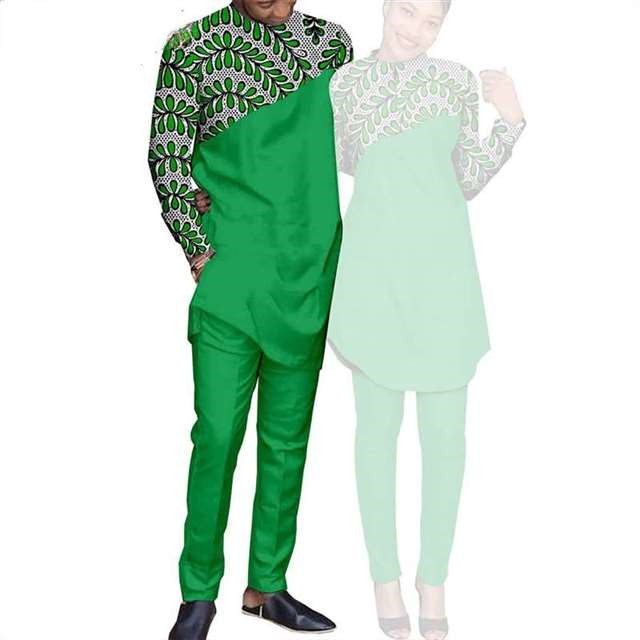 Women Sets Match Men Print 2 Pieces Top and Pants Sets