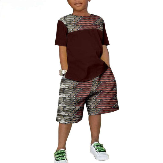 African Clothes Dashiki Summer Casual Cotton Boys Short Pant Sets