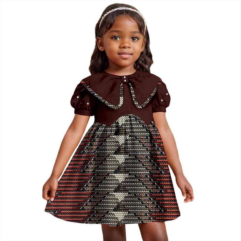 Print Dresses for Girl Ankara Embroidered Flared Dress