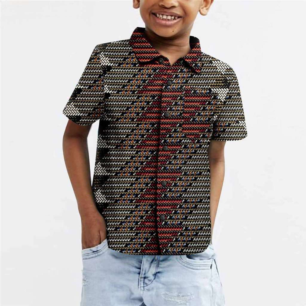 Boys Outfits Summer Casual Cotton Ankara Print Top Shirt Outerwear