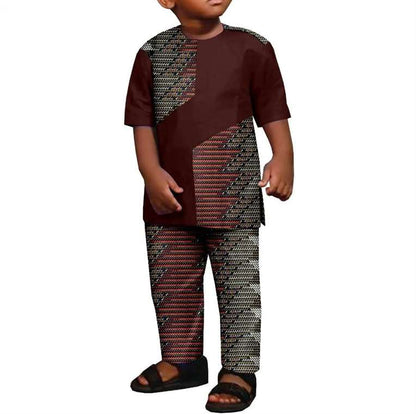 Summer Cotton Ankara Print Outfits for Boys | Top and Pant Sets