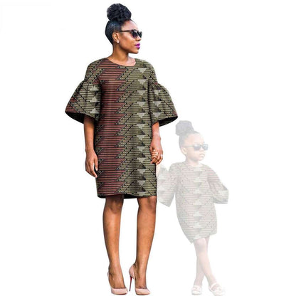 African Print Dresses for Women and Girls Sleeve Vestidos