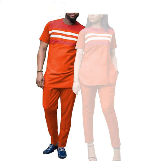 Couples Casual Women Wax Shirt and Pants Sets Men Outfit CC028-1