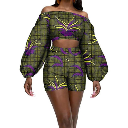 African Clothes Sexy Crop Top and Shorts  Ankara Print Outfits