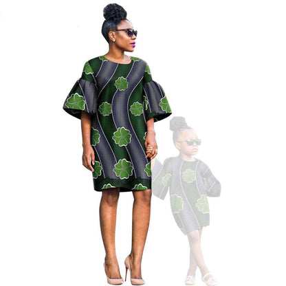 African Print Dresses for Women and Girls Sleeve Vestidos