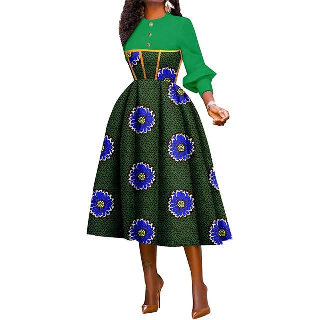 African Dresses for Ankara Print High Waist Shirt Party Wedding