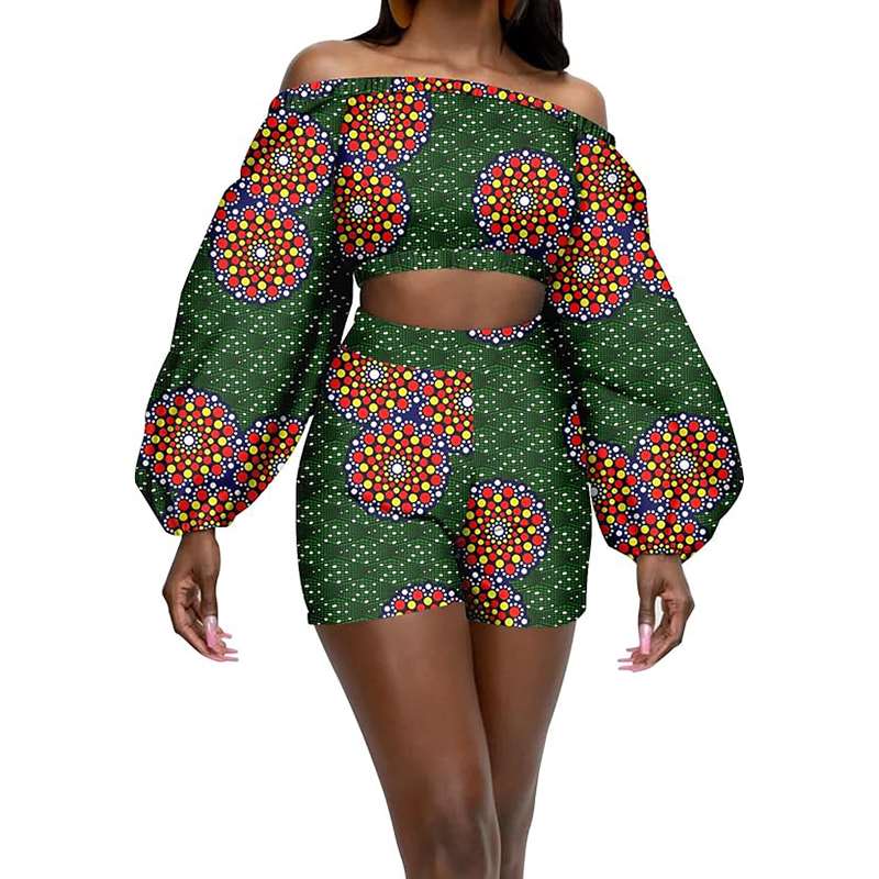 African Clothes Sexy Crop Top and Shorts  Ankara Print Outfits