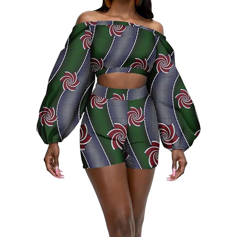 African Clothes Sexy Crop Top and Shorts  Ankara Print Outfits