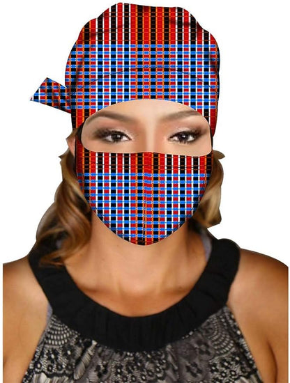 Women African Print Floral Ladies Hats African Ankara Mask