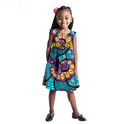 Print Appliques Dresses for Girls Ankara Outfits Summer Outerwear