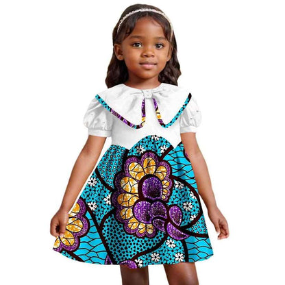 Print Dresses for Girl Ankara Embroidered Flared Dress