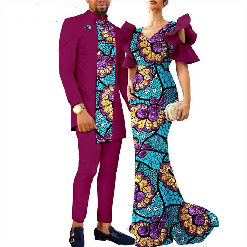 Couple Clothes Print Long Dresses Women Match Men sets CC024-1