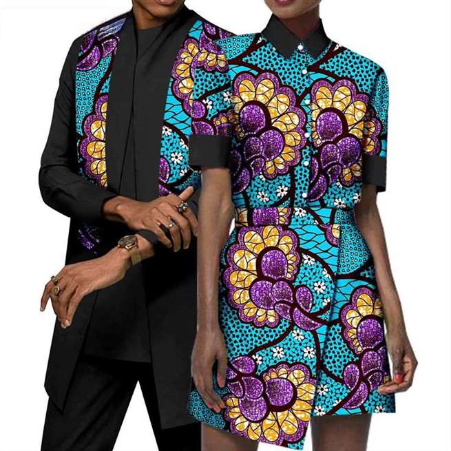 African Clothes Women Print Skirts Sets Men Suits