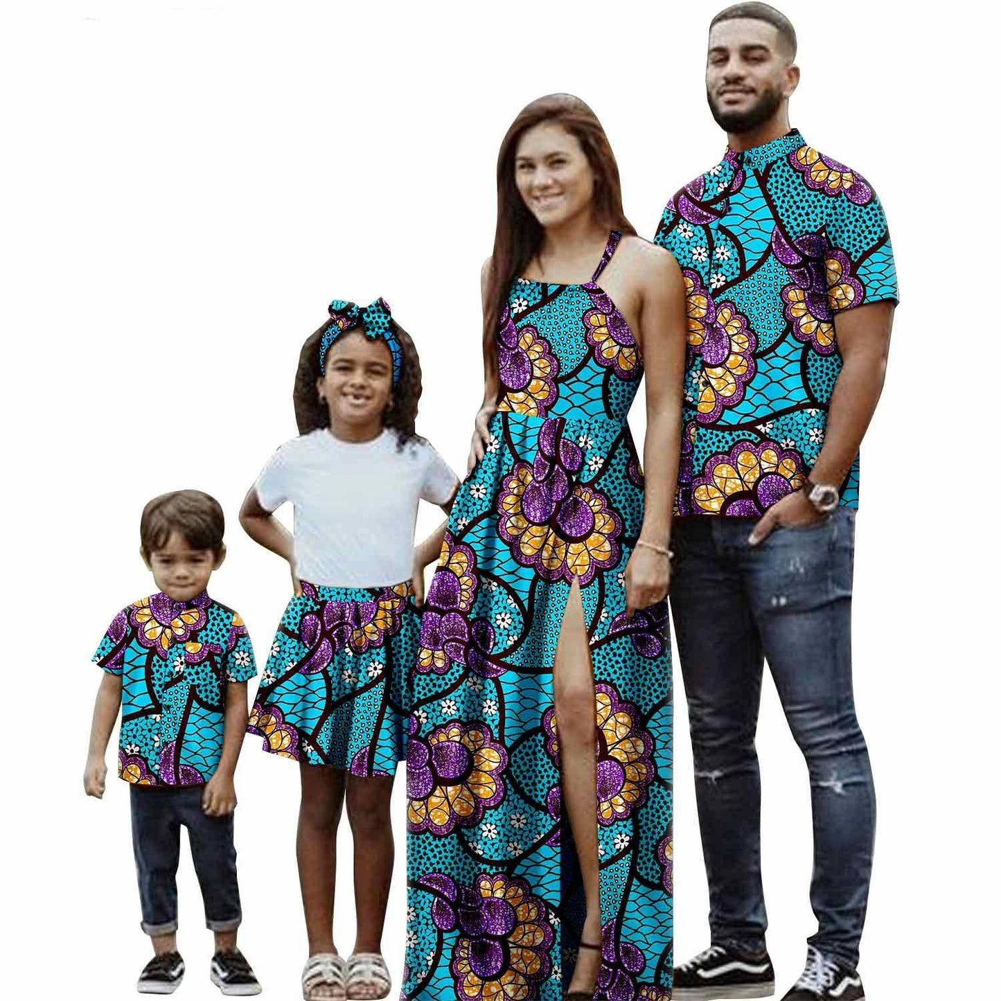 Family Clothes African Print Dresses Summer Outfits Men Shirt FM008